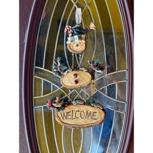 Christmas Welcome Door Sign Log Snowman (resin not wood) Welcome Sign